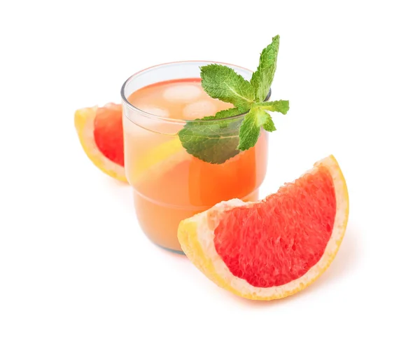 Glass Tasty Grapefruit Juice White Background — Stock Photo, Image