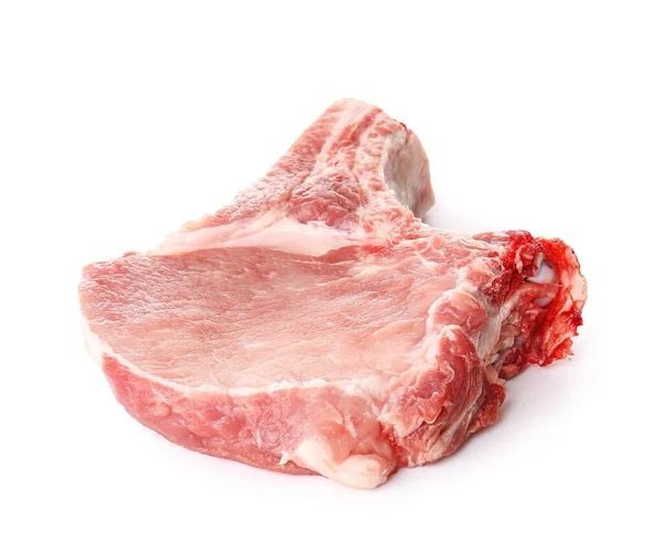 Slice Raw Pork Rib White Background — Stock Photo, Image