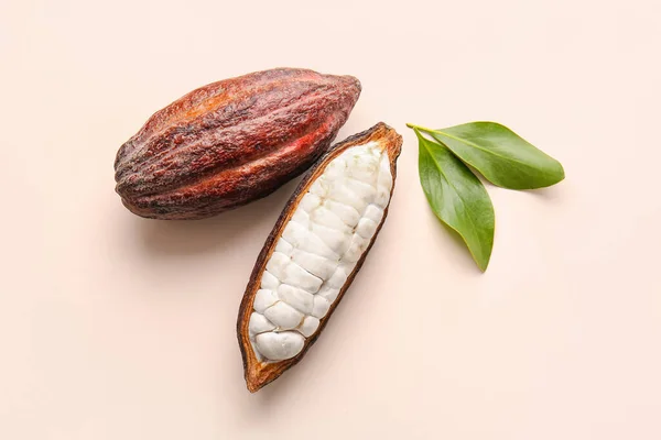 Verse Cacao Vruchten Kleur Achtergrond — Stockfoto