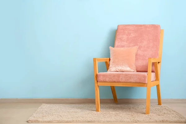 Stylish Armchair Pillow Color Wall — Stock Photo, Image