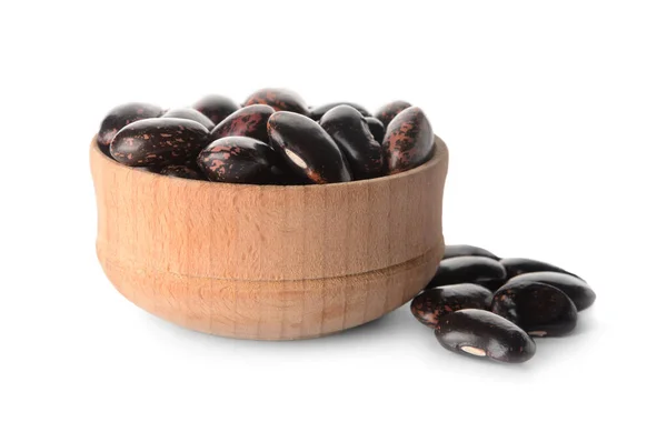 Bowl Raw Beans White Background — Stock Photo, Image