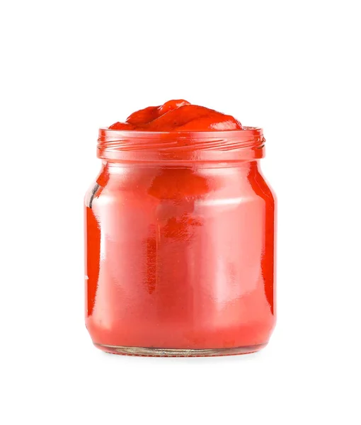 Jar Chili Sauce White Background — Stock Photo, Image