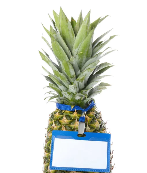 Fresh Pineapple Blank Badge White Background — Stock Photo, Image