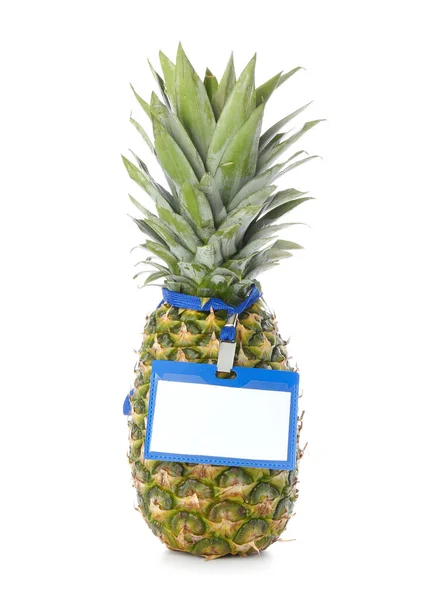 Fresh Pineapple Blank Badge White Background — Stock Photo, Image