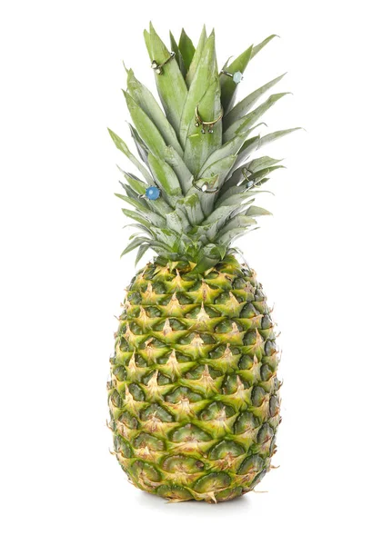 Verse Ananas Met Verschillende Ringen Witte Achtergrond — Stockfoto