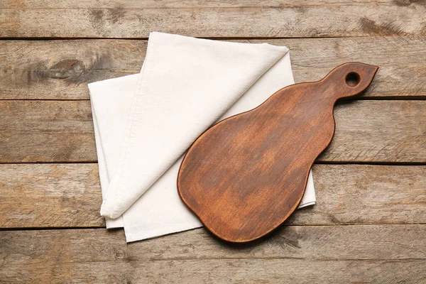 Fabric Napkin Board Wooden Background — Stock Photo, Image