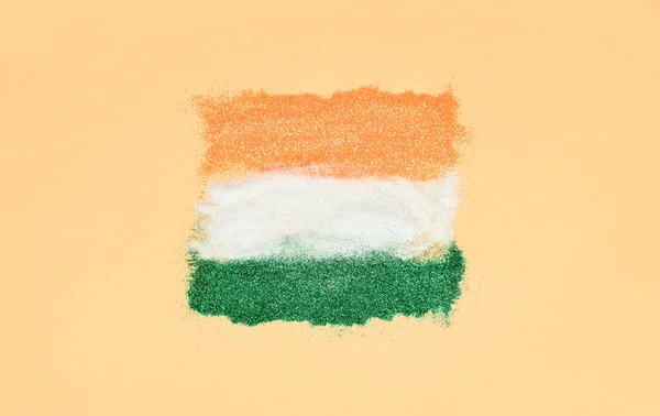 Hindistan Bayrağı Renk Arkaplanında Parıltılardan Yapılmıştır — Stok fotoğraf