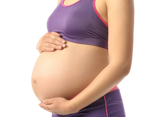 Young Pregnant Woman White Background — Stock Photo, Image