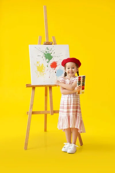 Cute Little Artist Color Background — Stock Photo, Image