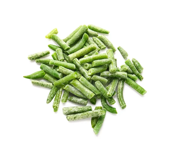 Frozen Green Beans White Background — Stock Photo, Image