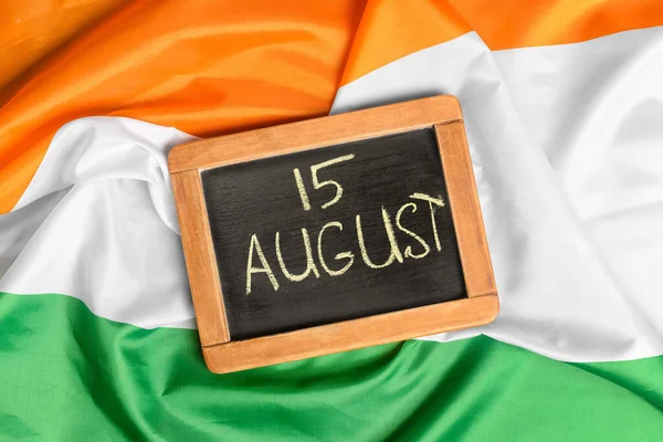 Pizarra Con Texto Agosto Bandera India Fiesta Del Día Independencia — Foto de Stock