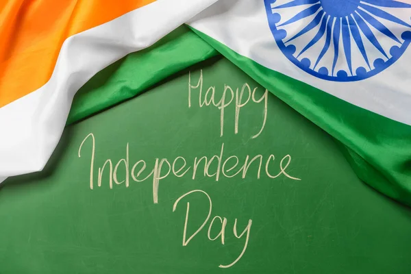 Indian Flag Text Happy Independence Day Color Background — Stock Photo, Image