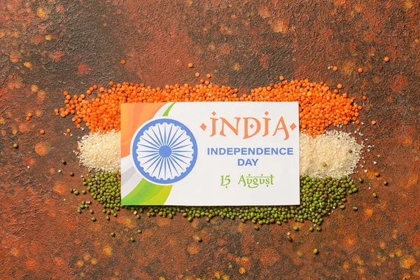 Tarjeta Felicitación Para Día Independencia India Sobre Fondo Grunge — Foto de Stock