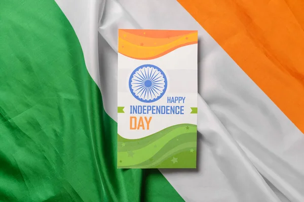 Bandeira Indiana Cartão Saudação Para Dia Independência — Fotografia de Stock
