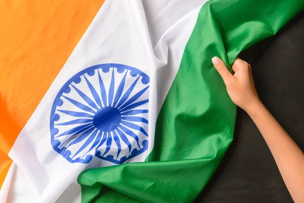 Flaga Rąk Indii Ciemnym Tle — Zdjęcie stockowe