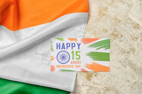 Indian Flag Greeting Card Independence Day Light Background — Stock Photo, Image