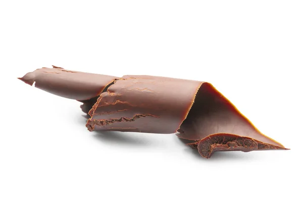 Delicioso Curl Chocolate Fundo Branco — Fotografia de Stock