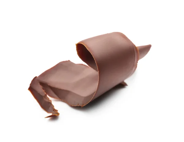Finom Csokoládé Göndör Fehér Háttér — Stock Fotó