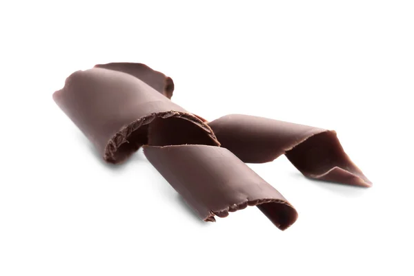 Lahodné Čokoládové Kudrlinky Bílém Pozadí — Stock fotografie