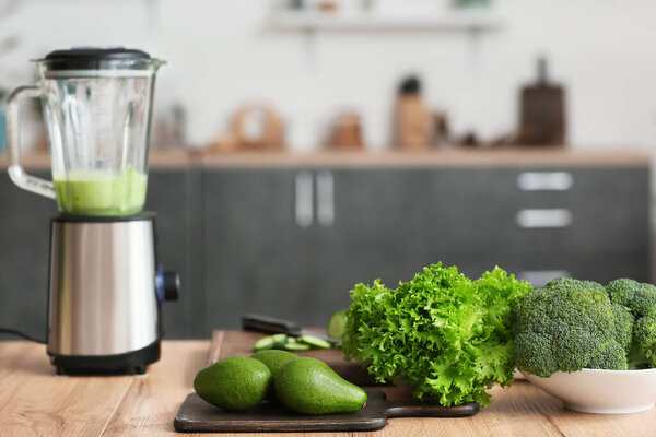 Ingredients for healthy smoothie on kitchen table