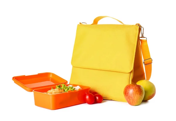 Bolsa Almuerzo Comida Sobre Fondo Blanco — Foto de Stock