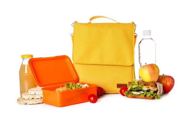 Lunch Box Bag Food White Background — Stock Photo, Image