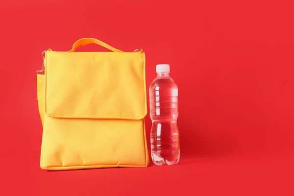 Lunch Box Bag Bottle Water Color Background — Stock Photo, Image