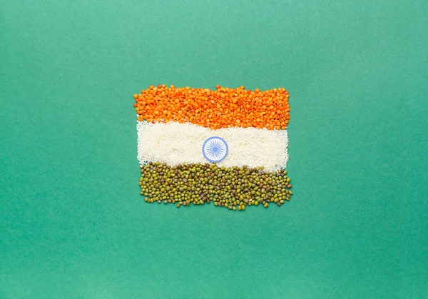 Flaga Indii Żywności Tle Koloru — Zdjęcie stockowe