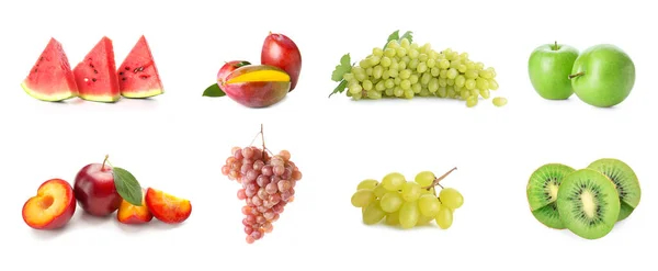 白い背景に明るい果実と果実のセット — ストック写真