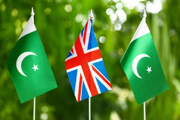 Different flags on blurred background