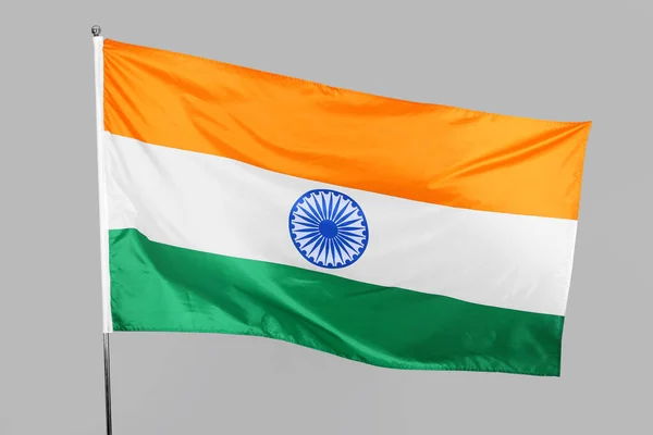 Flag India Grey Background — Φωτογραφία Αρχείου