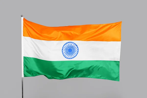 Flag India Grey Background — Φωτογραφία Αρχείου