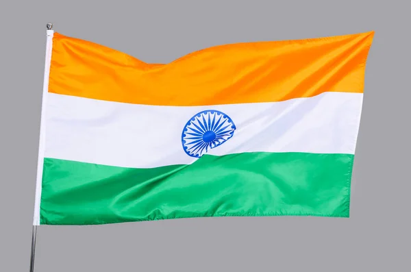 Flag India Grey Background — Φωτογραφία Αρχείου