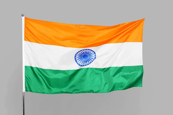 Flag India Grey Background — Φωτογραφία Αρχείου