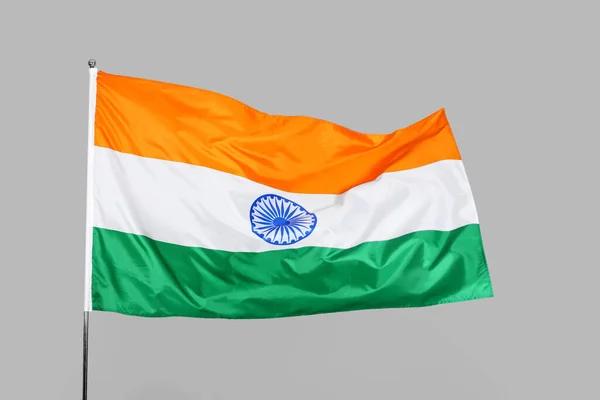 Flag India Grey Background — Φωτογραφία Αρχείου