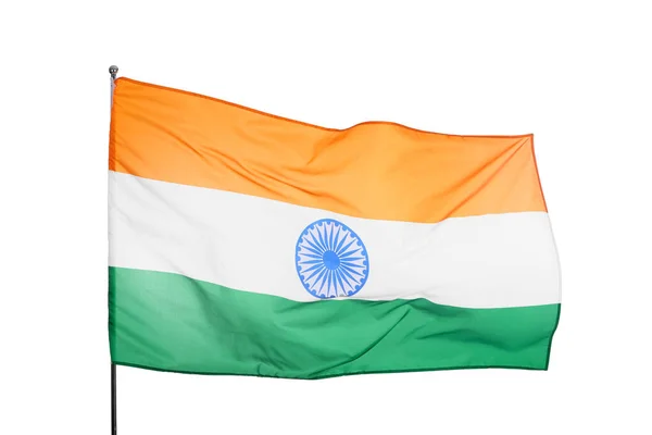 Σημαία Της Ινδίας Λευκό Φόντο — Φωτογραφία Αρχείου