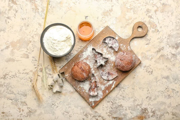Ingredients Preparing Cookies Utensils Grunge Background — Stock Photo, Image