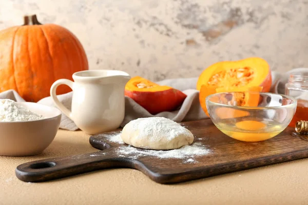 Ingredients Preparing Bakery Pumpkin Color Background — Fotografia de Stock