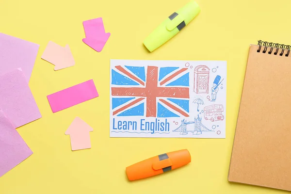 Papírová Šablona Papír Textem Learn English Barevném Pozadí — Stock fotografie