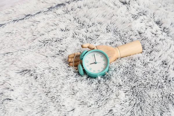 Alarm Clock Wooden Hand Bed — Stockfoto