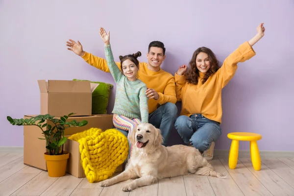 Happy Family Dog Belongings Color Wall — Stock Photo, Image