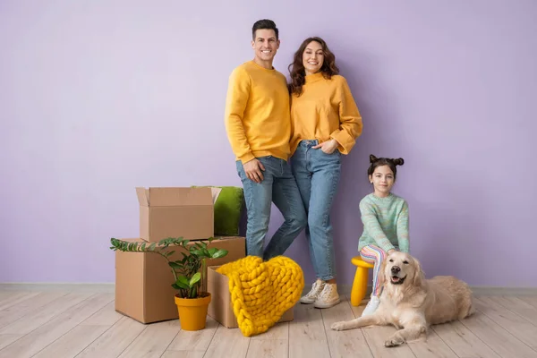 Happy Family Dog Belongings Color Wall — Stock Photo, Image