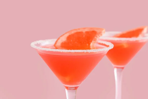 Glasses Hemingway Daiquiri Cocktail Color Background Closeup — Zdjęcie stockowe