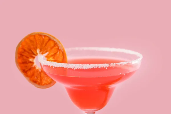 Glass Hemingway Daiquiri Cocktail Color Background Closeup — Stockfoto