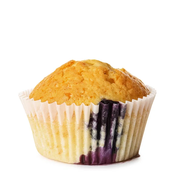 Smaczny Blueberry Muffin Białym Tle — Zdjęcie stockowe