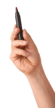 Beyaz arkaplanda işaretli adam