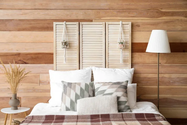 Interior Stylish Bedroom Folding Screen — Stock Photo, Image