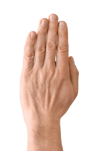 Man Hand Witte Achtergrond — Stockfoto