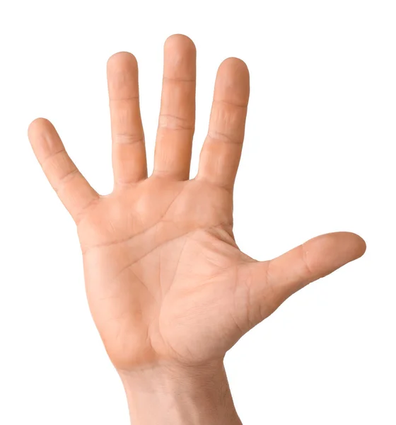 Männliche Hand Auf Weißem Hintergrund — Stockfoto