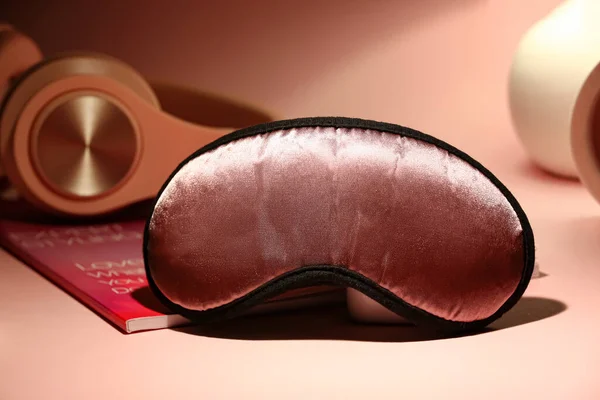 Stylish Sleeping Mask Color Background Closeup — Stock Photo, Image